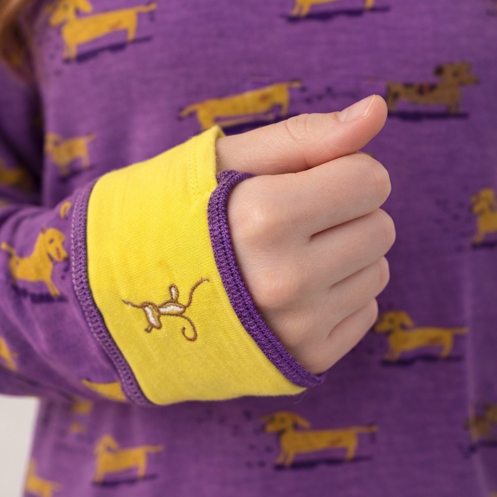 munki munki Purple Pajama Dress with Yellow Dachshund Print - Picture 4 of 5